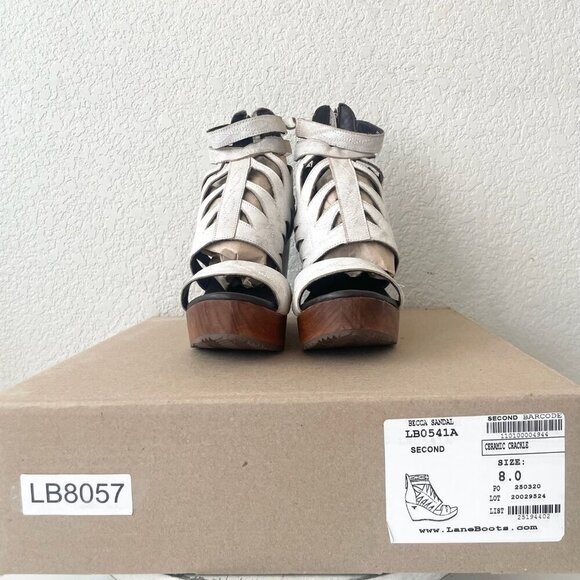 Lane Boots BECCA Wedges Womens 8 Western Cowgirl White Wooden Heeled Sandals - Picture 10 of 11